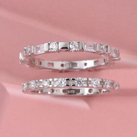 LUSTRO STELLA 2er-Set weiße Zirkonia Eternity Bandringe