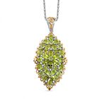 D'joy Natürlicher Peridot Schmuckset 925 Silber rhodiniert, 925 Silber Rhodiniert und 750 Gelbgold Vermeil ca. 5.59 ct