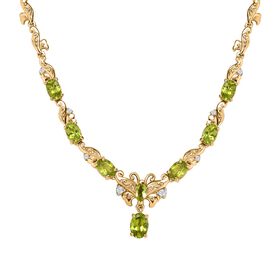 Natürliche Peridot und Zirkon Halskette, 45 cm - 3,88 ct.