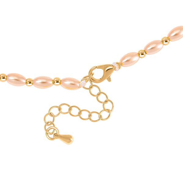 Goldene Muschelkernperle Halskette ca. 50cm + 5cm Extender, Std Gelb image number 5