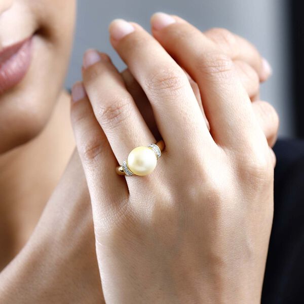 Goldener S&uuml;dseeperlen- und Moissanit-Ring - 10,57 ct. image number 3