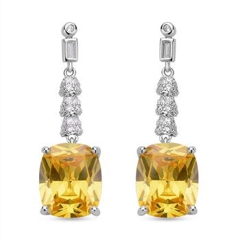 Gelbe und wei&szlig;e Zirkonia Ohrringe, Edelstahl ca. 18,47 ct