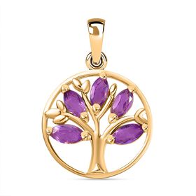 Afrikanischer Amethyst Anhänger 925 Silber Gelbgold Vermeil ca. 0.74 ct