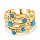 AA Sleeping Beauty Türkis Ring 925 Silber Gelbgold Vermeil (Größe 18.00) ca. 1,39 ct