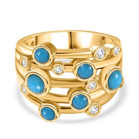 AA Sleeping Beauty Türkis und Zirkon Ring - 1,39 ct.