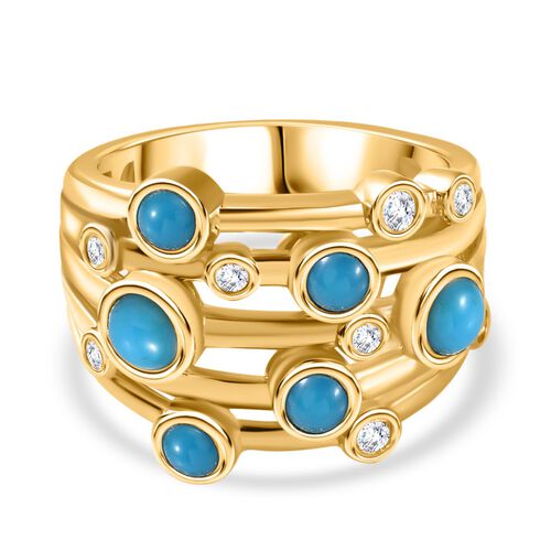 AA Sleeping Beauty Türkis und Zirkon Ring - 1,39 ct. image number 0