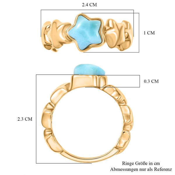 GP Celestial Dream Kollektion - Larimar, Kanchanaburi Blauer Saphir Ring 925 Silber 750 Gelb Vergoldet (Größe 18.00) ca. 2.17 ct image number 8