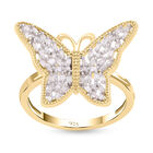 Weißer Diamant Ring 925 Silber Gelbgold Vermeil (Größe 16.00) ca. 0,33 ct