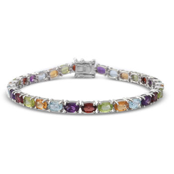 Mehrfarbiges Edelstein-Armband, ca. 19 cm lang, 925 Silber ca. 12,25 ct