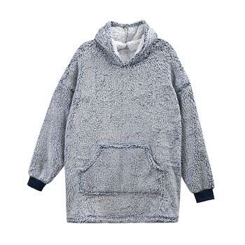 Kuscheliger Doppellagiger Sherpa-Decken-Hoodie, One size, blau