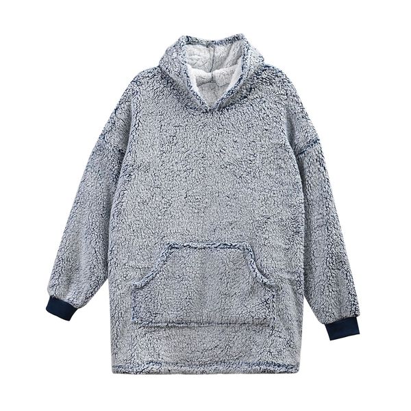 Kuscheliger Sherpa-Hoodie, Einheitsgr&ouml;&szlig;e, dunkelblau