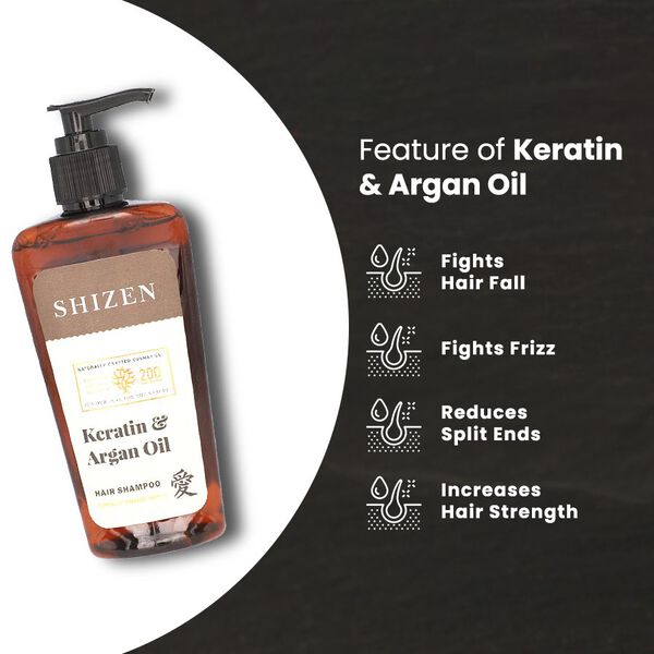 SHIZEN - Keratin und Arganöl Shampoo für gesundes und glänzendes Haar (200ml), 100% Bio image number 5