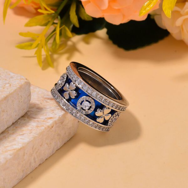 Wei&szlig;er Kristall Herzmotiv-Ring mit Pav&eacute;-Fassung, Silberton, (Gr&ouml;&szlig;e 17.50) image number 2