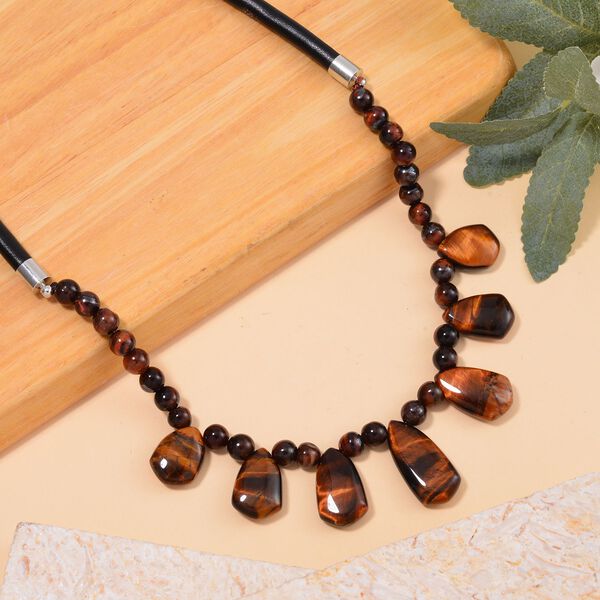 Gelbes Tigerauge, Weißer Kristall Halskette, ca. 45 cm, ca. 115.10 ct image number 2