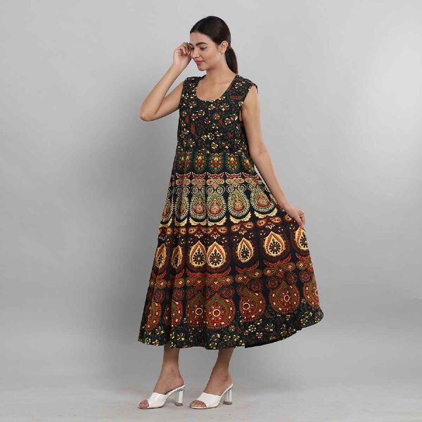 100% Baumwolle ärmelloses Kleid, Mandala Muster, Einheitsgröße, Grün image number 5