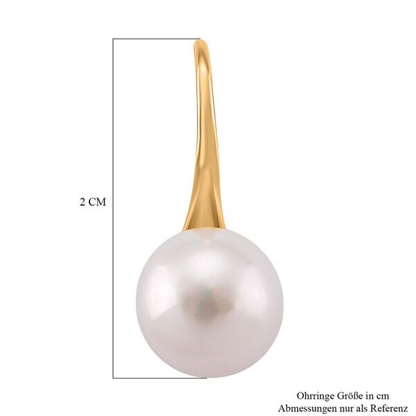 Wei&szlig;e S&uuml;&szlig;wasser Perle Ohrh&auml;nger, 925 Silber vergoldet image number 4