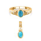 Sleeping Beauty Türkis Schmuckset 925 Silber Gelbgold Vermeil ca. 1,02 ct.