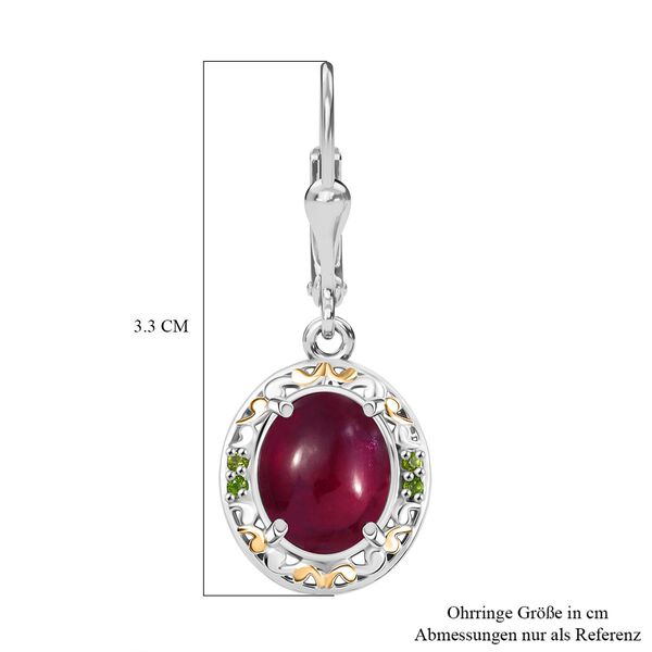 Königlicher Glamour- AAA Afrikanischer Rubin (Fissure gefüllt), Natürlicher Chromdiopsid Ohrringe 925 Silber rhodiniert ca. 6.46 ct image number 6