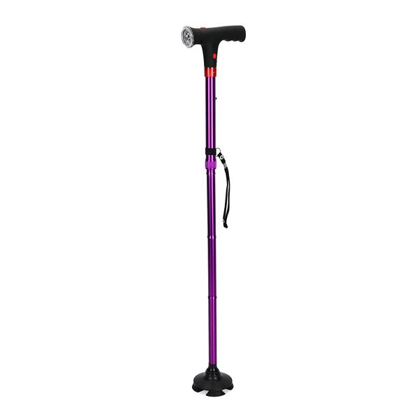 Faltbarer Smart-Gehstock mit LED Licht und Alarm, Belastbarkeit 113 KG, Lila, Ben&ouml;tigt 2xAAA-Batterien (nicht im Lieferumfang enthalten)