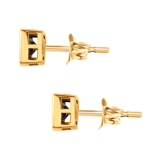 Tansanit Ohrringe, 925 Silber 750 Gelbgold Vermeil - 1,13 ct. image number 4