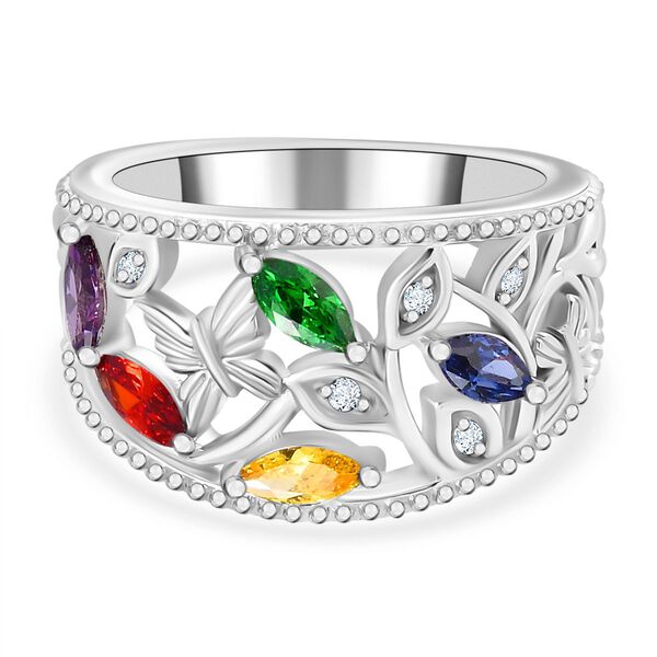 Mehrfarbiger Zirkonia,Wei&szlig;er Zirkonia Ring, Messing (Gr&ouml;&szlig;e 17.00)