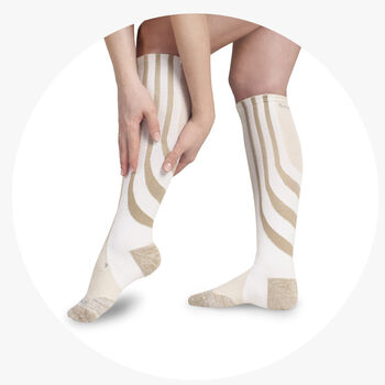 SANKOM Kompressionskniestr&uuml;mpfe, Wei&szlig; und Beige&nbsp;