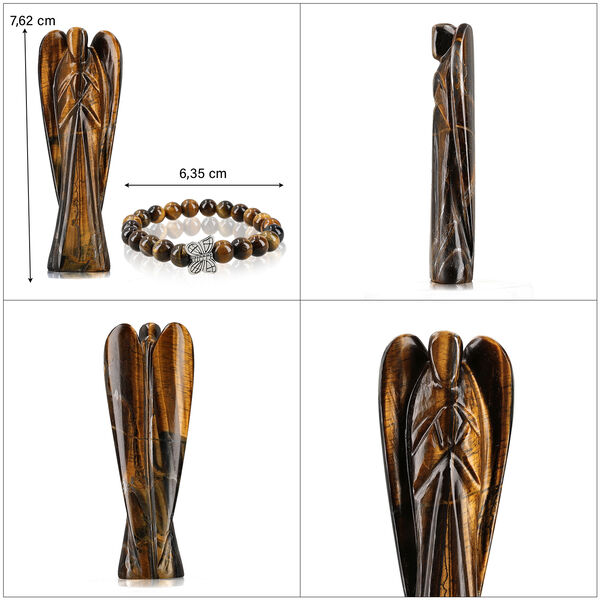 2er Set - Schutzengel Handschmeichler und Armband aus Tigerauge image number 4
