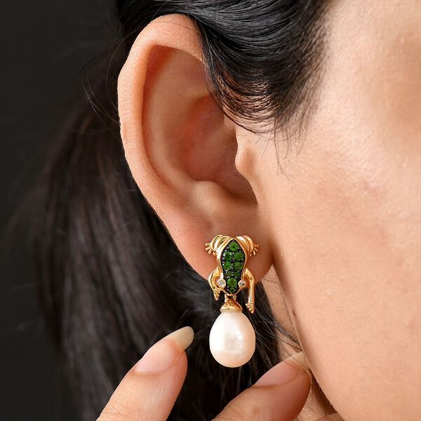 Süßwasser Perle und Chromdiopsid Ohrringe und Anhänger mit 45cm Kette image number 14