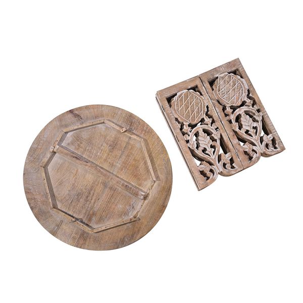 NAKKASHI Tisch Mangoholz handgeschnitzt sechseckig 68 x 68 x 49 cm Weiß image number 5