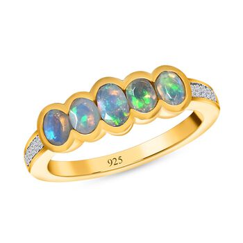 Nat&uuml;rlicher, &auml;thiopischer Welo Opal Ring, 925 Silber Gelbgold Vermeil (Gr&ouml;&szlig;e 18.00) ca. 1.20 ct