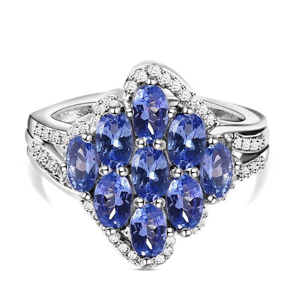 Tansanit und Zirkon Cluster Ring - 2,50 ct.