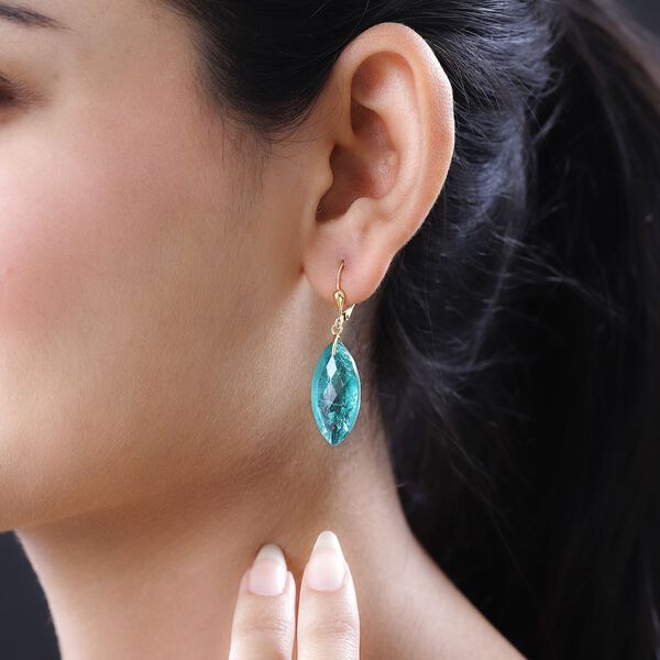 AAA Smaragd-Quarz Triplette, Ohrringe 925 Silber vergoldet ca. 27.40 ct image number 3