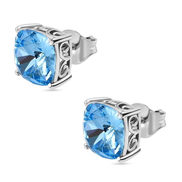 J Francis gefertigt mit SWAROVSKI- Aquamarin Swarvoski Kristall Ohrringe image number 4