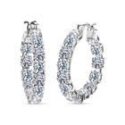 88 Facetten Moissanit Creolen, 925 Silber platiniert ca. 11.59 ct