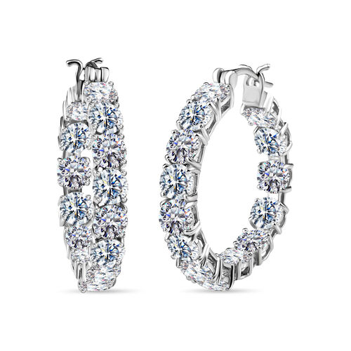 88 Facetten Moissanit Creolen, 925 Silber platiniert ca. 11.59 ct image number 0