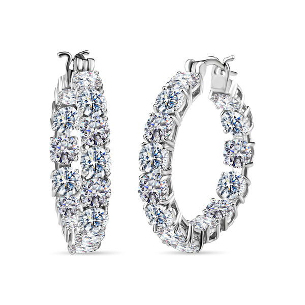 88 Facetten Moissanit Creolen, 925 Silber platiniert ca. 11.59 ct