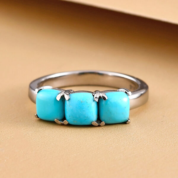 Amerikanischer, nat&uuml;rlicher Sleeping Beauty T&uuml;rkis-Ring,  Edelstahl ca. 1,79 ct image number 2