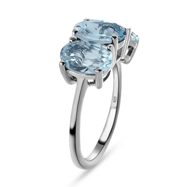 2er-Set himmelblauer Topas-Ring und Anhänger, 925 Silber platiniert, ca. 6,38 ct image number 6