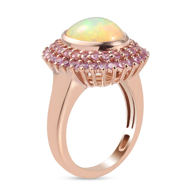 Natürlicher Äthiopischer Opal und Rosa Saphir Ring 925 Silber Roségold Vermeil  ca. 3,23 ct image number 5