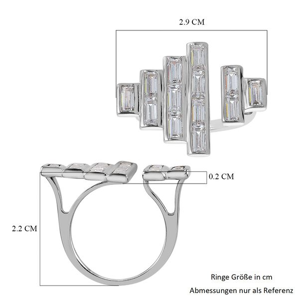 LUSTRO STELLA Hergestellt mit ZIRKONIA Ring 925 Silber Platin-&Uuml;berzug (Gr&ouml;&szlig;e 16.00) ca. 4,76 ct image number 7