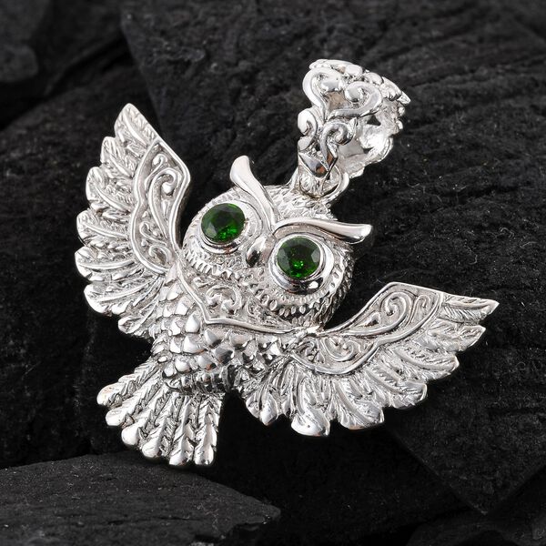 Royal Bali Kollektion - Natürlicher Chromdiopsid-Eule-Anhänger - 0,26 ct. image number 2