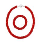 2er Set - Roter Kristall Halskette und Armband