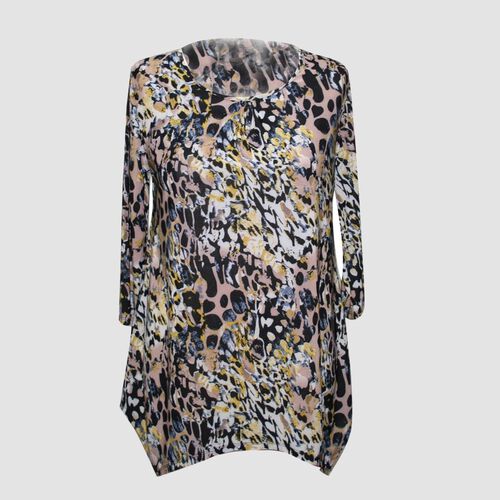 Bedrucktes Longline-Top für Damen, Schwarz und Mehrfarbig, Größe: L image number 1