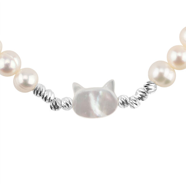 Wei&szlig;e Muschelkernperle, Mehrfarbige S&uuml;&szlig;wasser Perle Armband ca. 15.25 cm + 3.5 cm Extender, Nickelfreies Messing Silberfarben image number 5