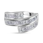 GP Art Deco-Kollektion Moissanit und Kanchanaburi blauer Saphir Ring, 925 Silber platiniert (Größe 20.00) ca. 2.64 ct