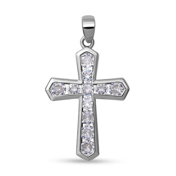 Lustro Stella - Wei&szlig;er Zirkonia Kreuz-Anh&auml;nger, 925 Silber rhodiniert ca. 0,54 ct