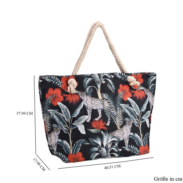 Handbemalte Tasche mit verstellbarem Kordelriemen, 50x17x38cm, Leopardenmuster image number 7