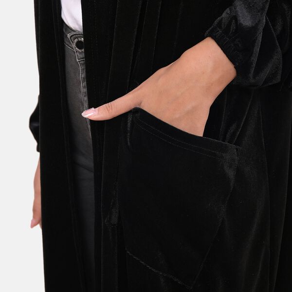Lange Strickjacke aus Samt, Schwarz image number 3