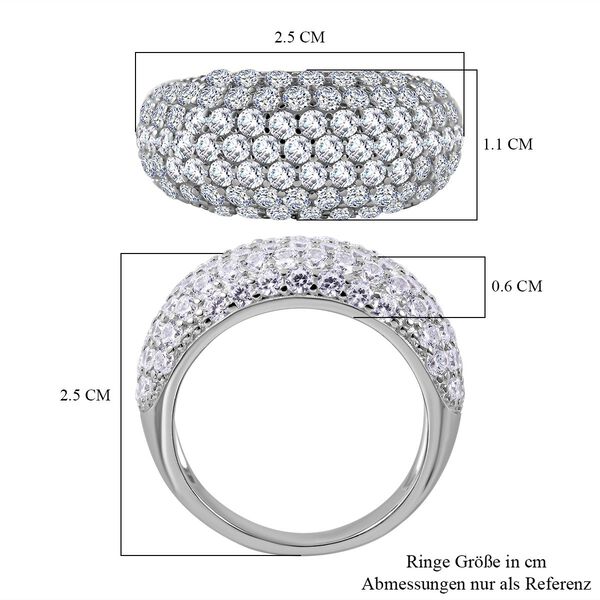 LUSTRO STELLA - Weißer Zirkonia Ring, 925 Silber rhodiniert (Größe 18.00) 5.42 ct image number 4