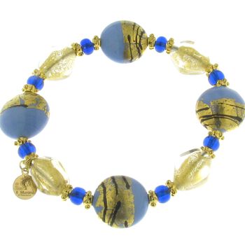 IL MURANO DI FRANCESCA- flexibles blaues Muranoglas aus Italien DISC Armband